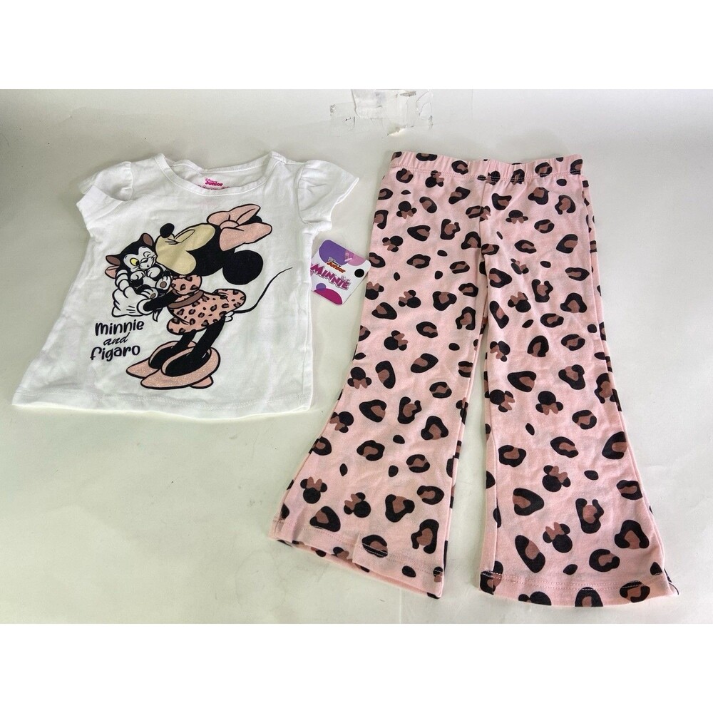 Disney Minnie Mouse 2 Piece Pants and Top T-Shirt Matching Outfit Set Girls 2T